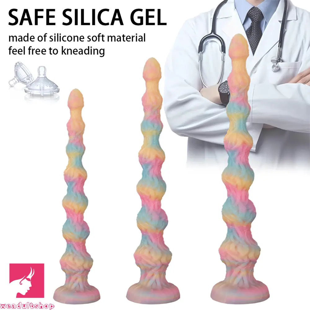 17.32in 21.25in 25.19in Luminous Pull Beads Silicone Dildo Butt Plug Rare Cock