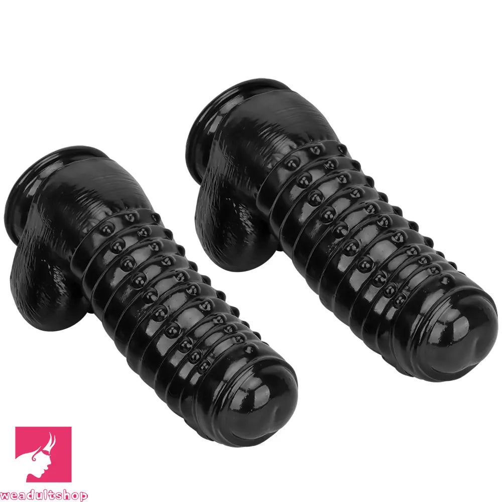 12.2in 13.38in Black PVC Large Thick Giant Caterpillar Clit Dilation Dildo
