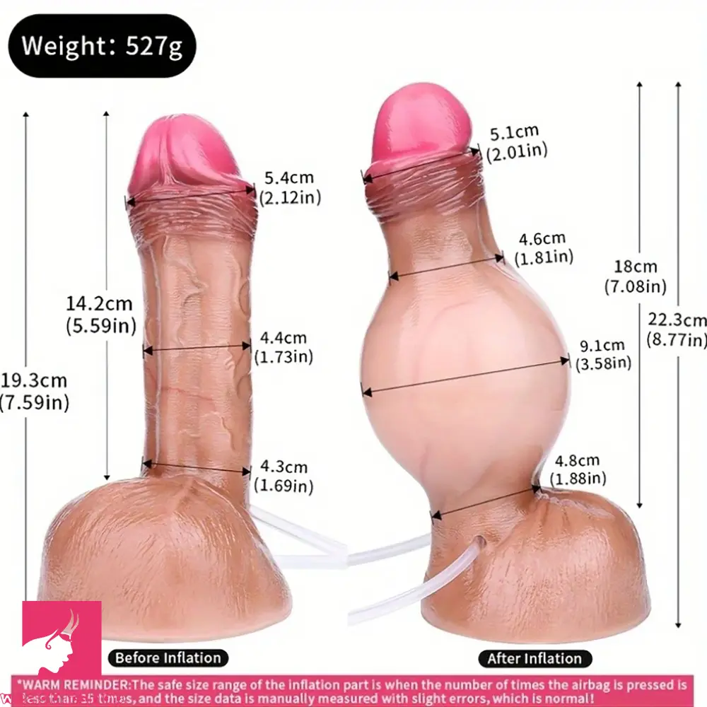 7.59in Skin-Friendly Liquid Silicone Inflatable Spraying Body-Safe Dildo