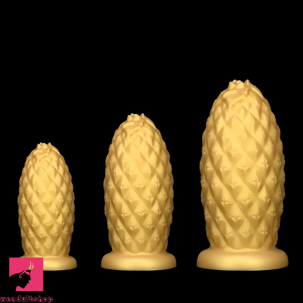 8.26in 10.03in 11.81in Gold Silicone Pineapple Giant Cock Anal Plug Dildo