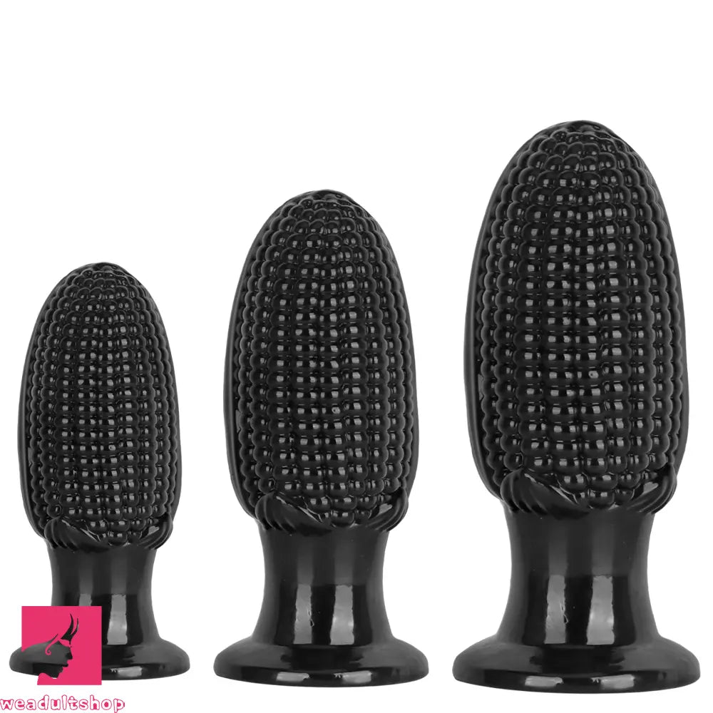5.9in 6.7in 8.07in Black PVC Thread Granules Corn Dildo For Anal Cock