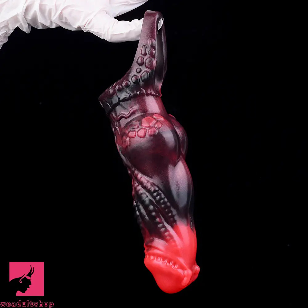 5.98in Silicone Dog Cock Hollow Sleeve Knot Dildo With Cock Ring For Clit