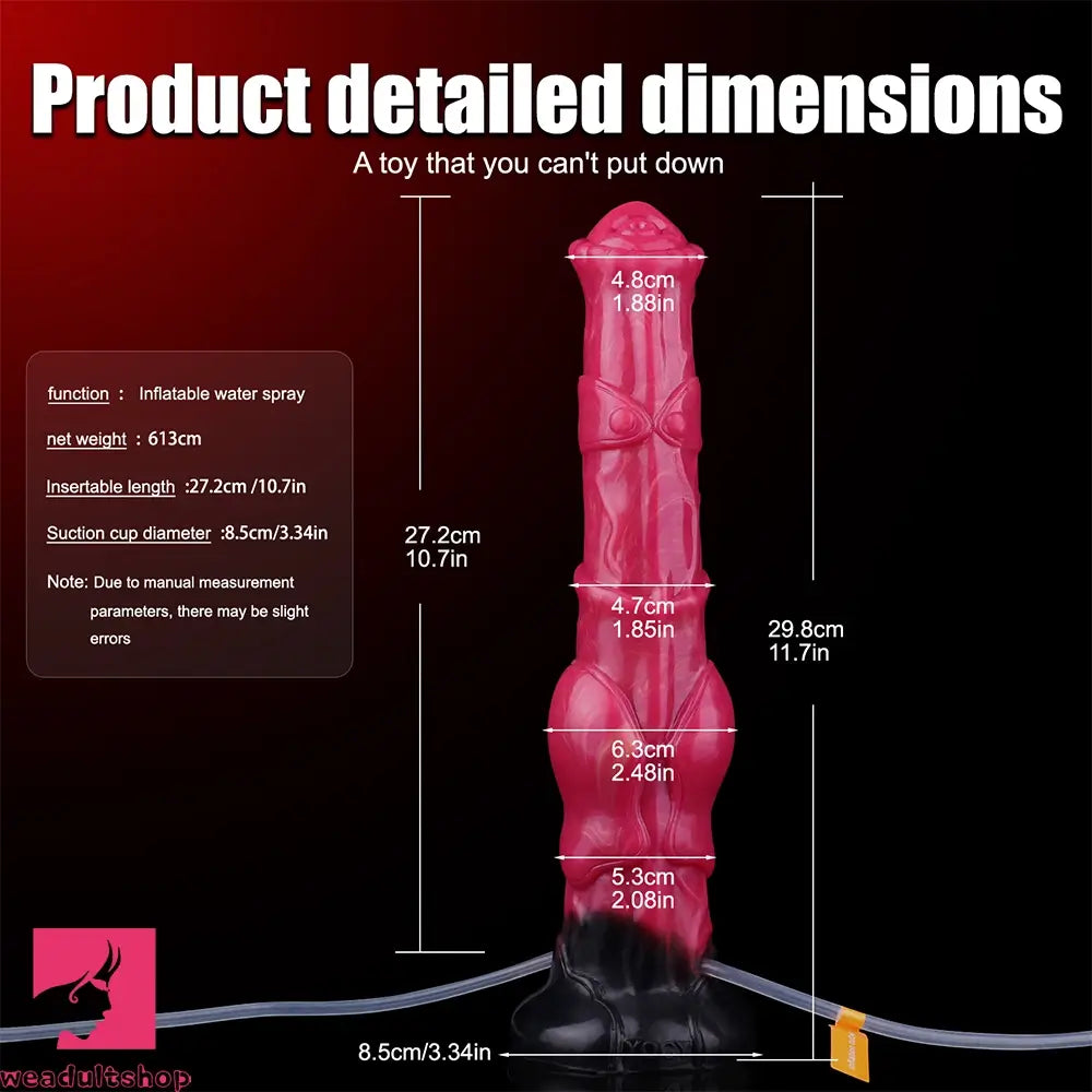 11.7in Fantasy Knotted Silicone Soft Big Ejaculating Horse Cock Dildo