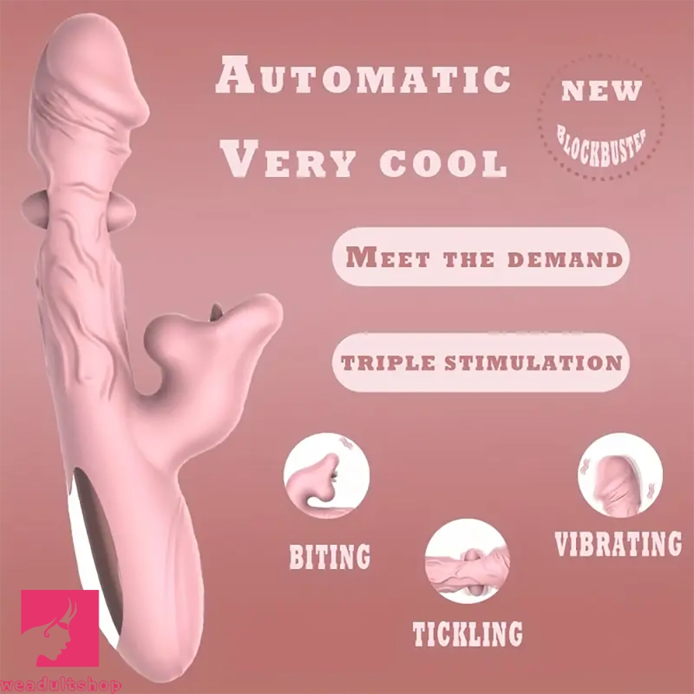 9.25in Tickling Vibrating Biting Automatic Big Silicone Soft Anal Clit Dildo
