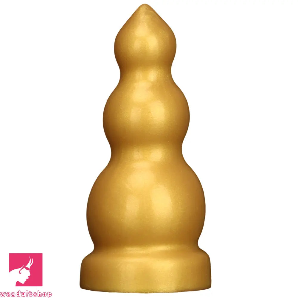 4.13in 5.91in 8.27in 10.63in Golden Soft Gourd-shaped 3-beads Dildo