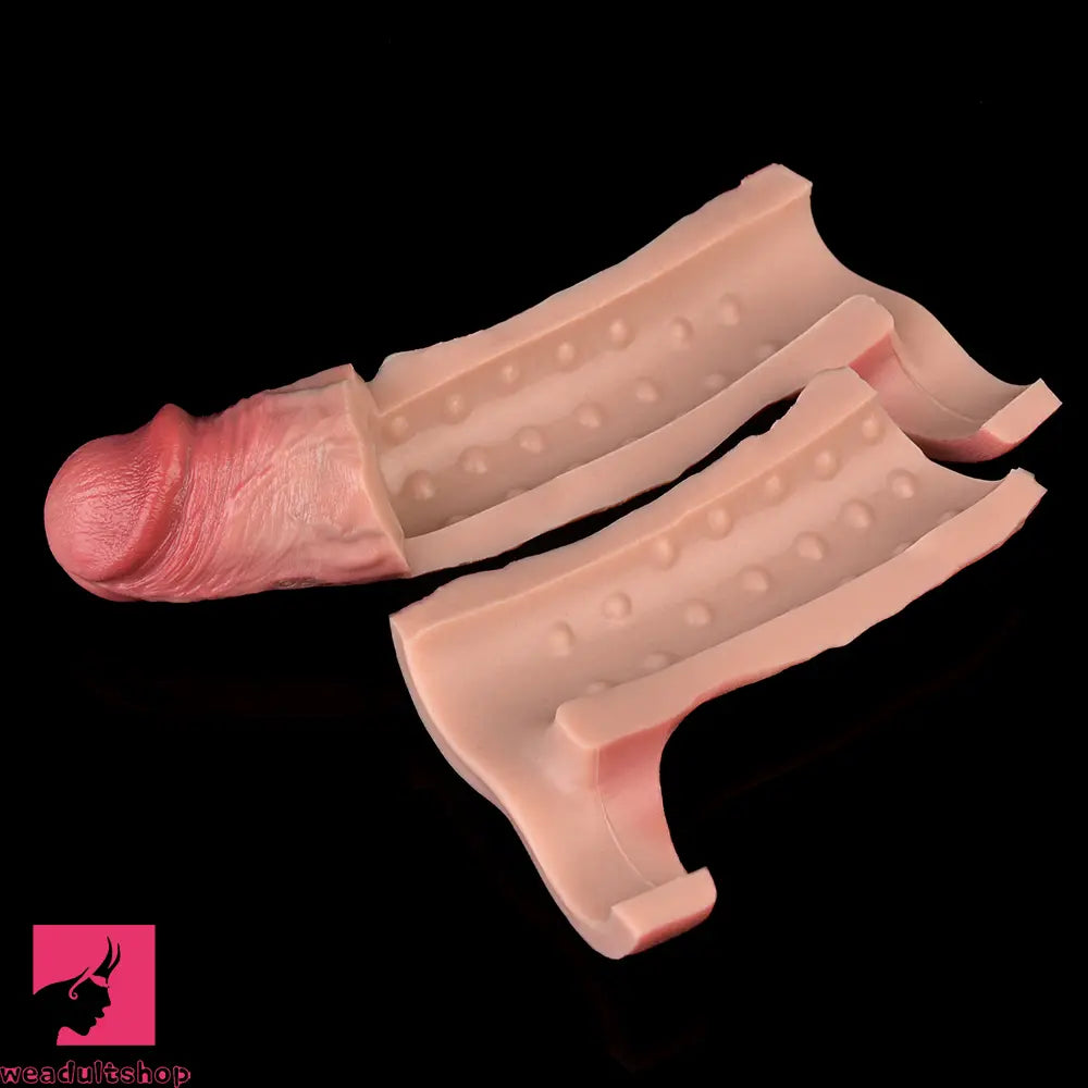 7.68in Vibrating Real Automatic Silicone Hollow Dildo Sleeve Penis Extender