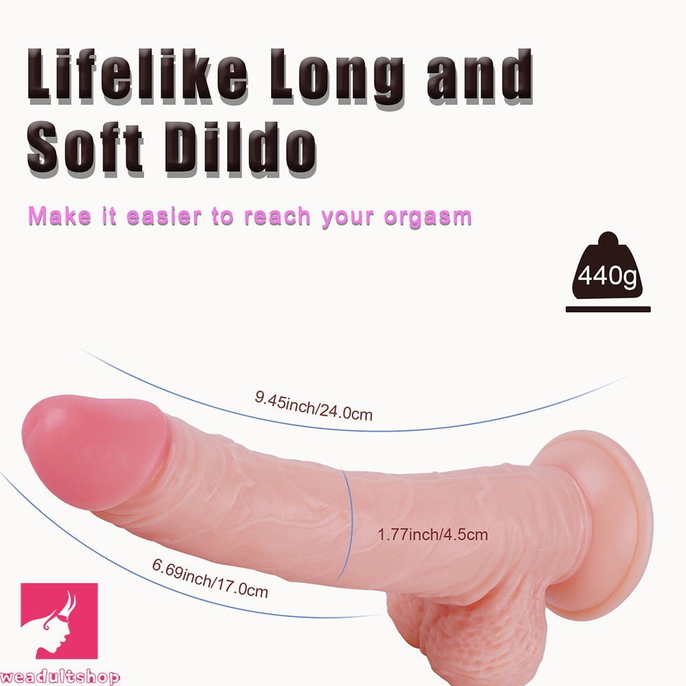 9.45in Flesh Realistic Big Soft Dildo Erotic Suction Cup Adult Anal Sex Toy