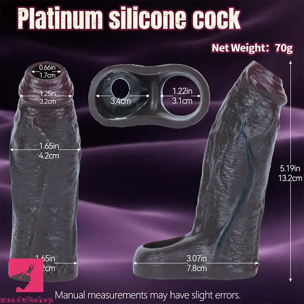 5.19in Deep Veins Open Head Silicone Hollow Dildo Sleeve For Love Sex