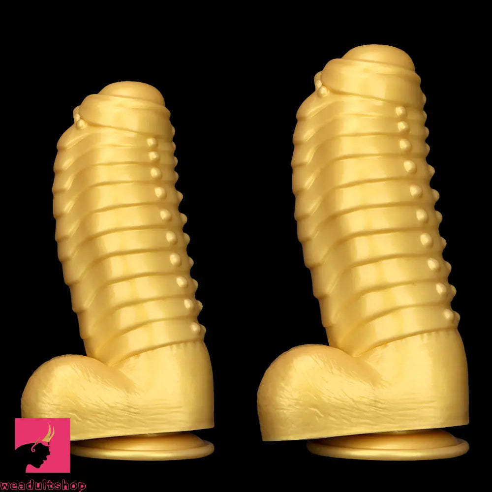 12.2in 13.38in Golden Liquid Silicone Giant Caterpillar Anal Thick Cock Dildo