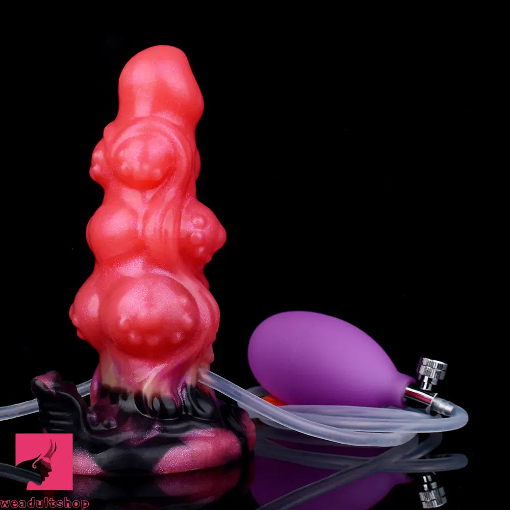 5.91in Odd Knot Spiked Silicone Soft Inflatable Spraying Squirting Real Dildo