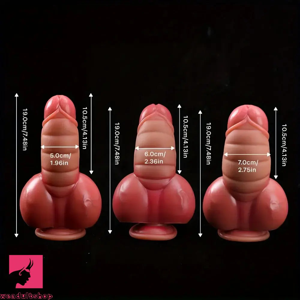 7.48in Thick Short Phallic Silicone Soft Real Dildo With Useful Suction Cup
