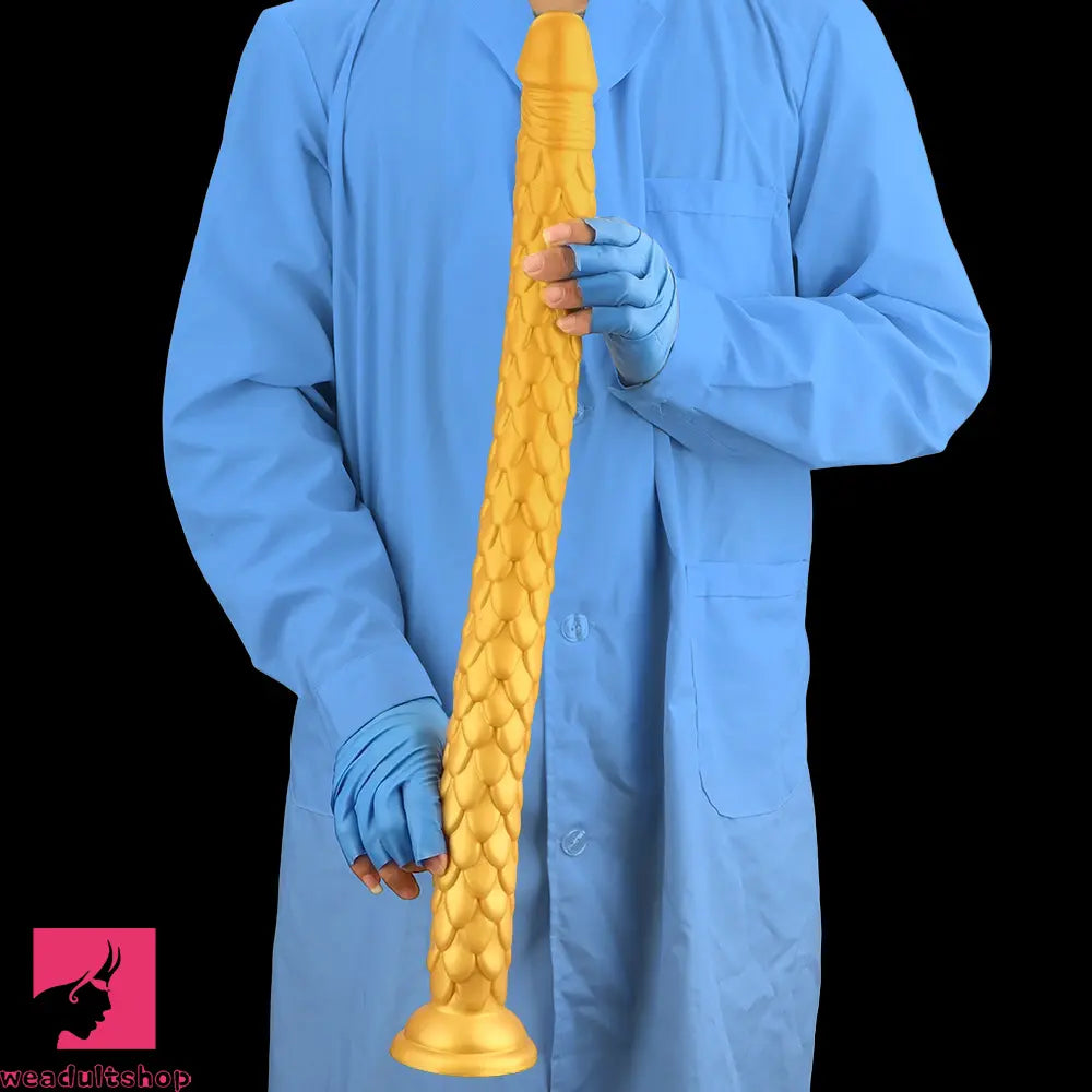24.4in Gold Silicone Extra-long Scales Huge Dildo For Women Men Cock