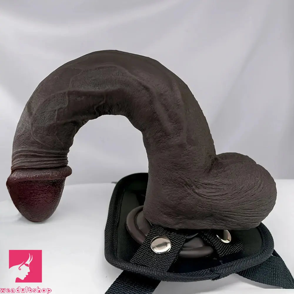 11.02in Ebony Wearable Realistic Silicone Thick Dildo For G Spot Sex Game