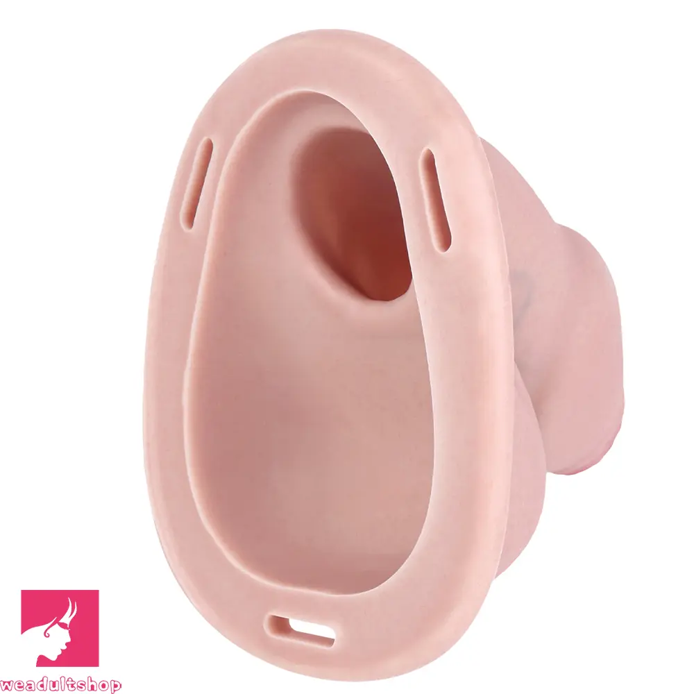 5.11in Real Hollow Chastity Cage Dildo Uncut Glans Couples Masturbator