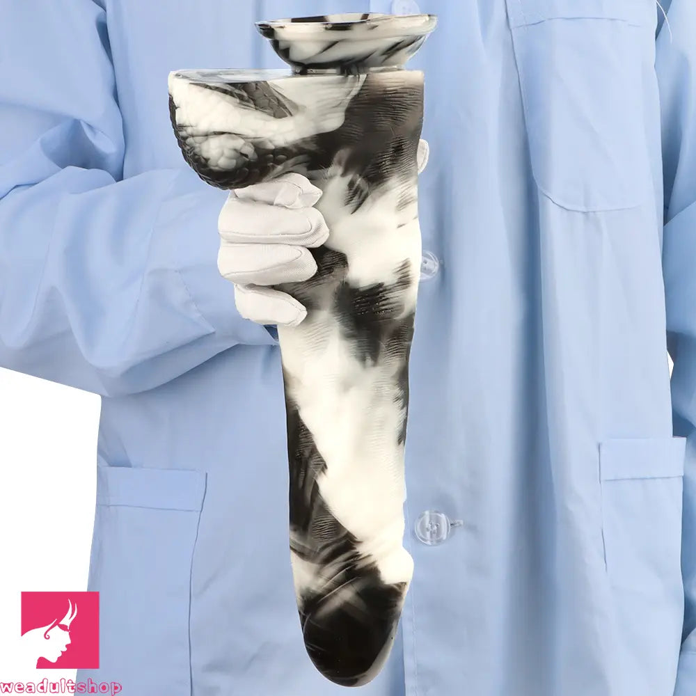 13.38in Black White Mixed Color PVC Extra Huge Long Thick Male Dildo