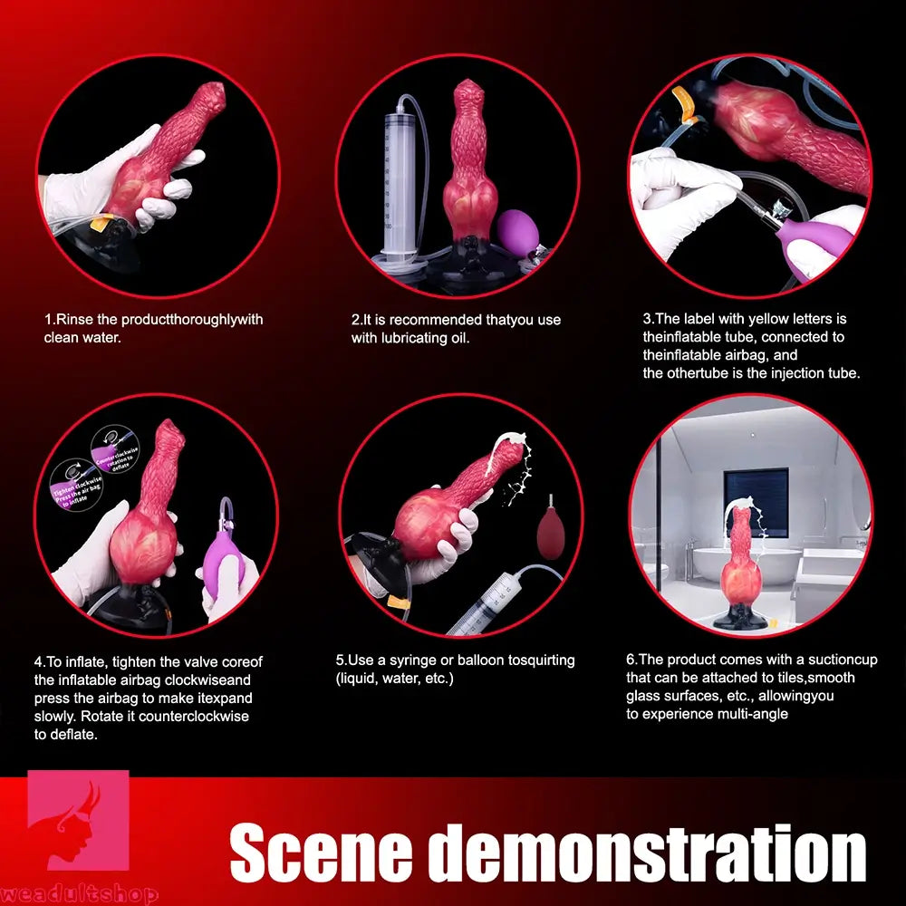 8.54in Fantasy Knotted Silicone Soft Big Dildo Ejaculating Penis Cock Toy