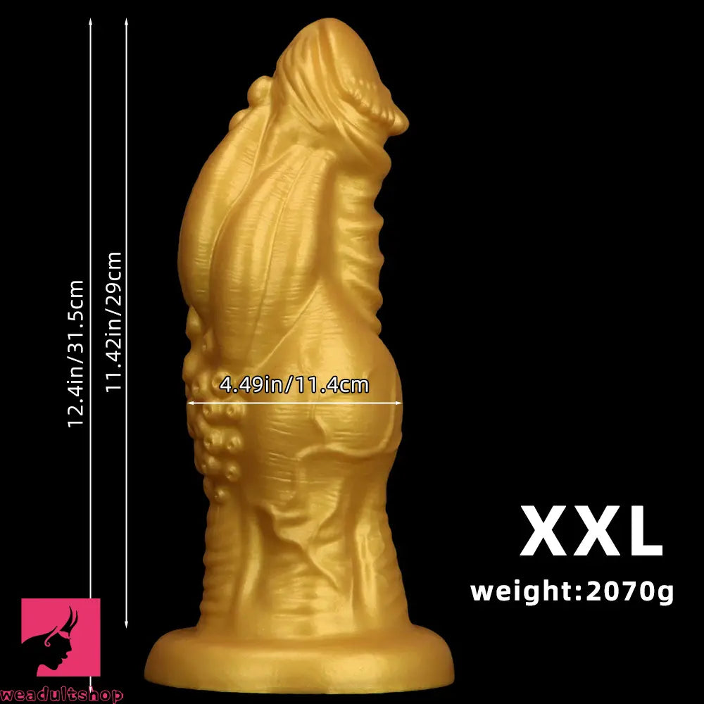 8.66in 9.06in 9.84in 11.42in 12.4in Golden Silicone Fantasy Soft Anal Dildo