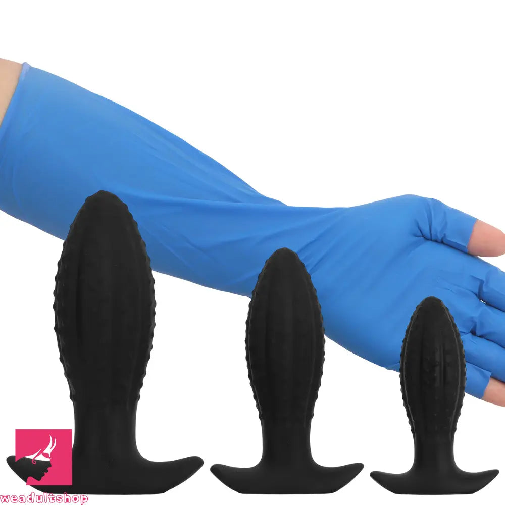 4.52in 5.7in 7.08in Black Bodysafe Ultra-silicone Small Anal Plug Cock Dildo