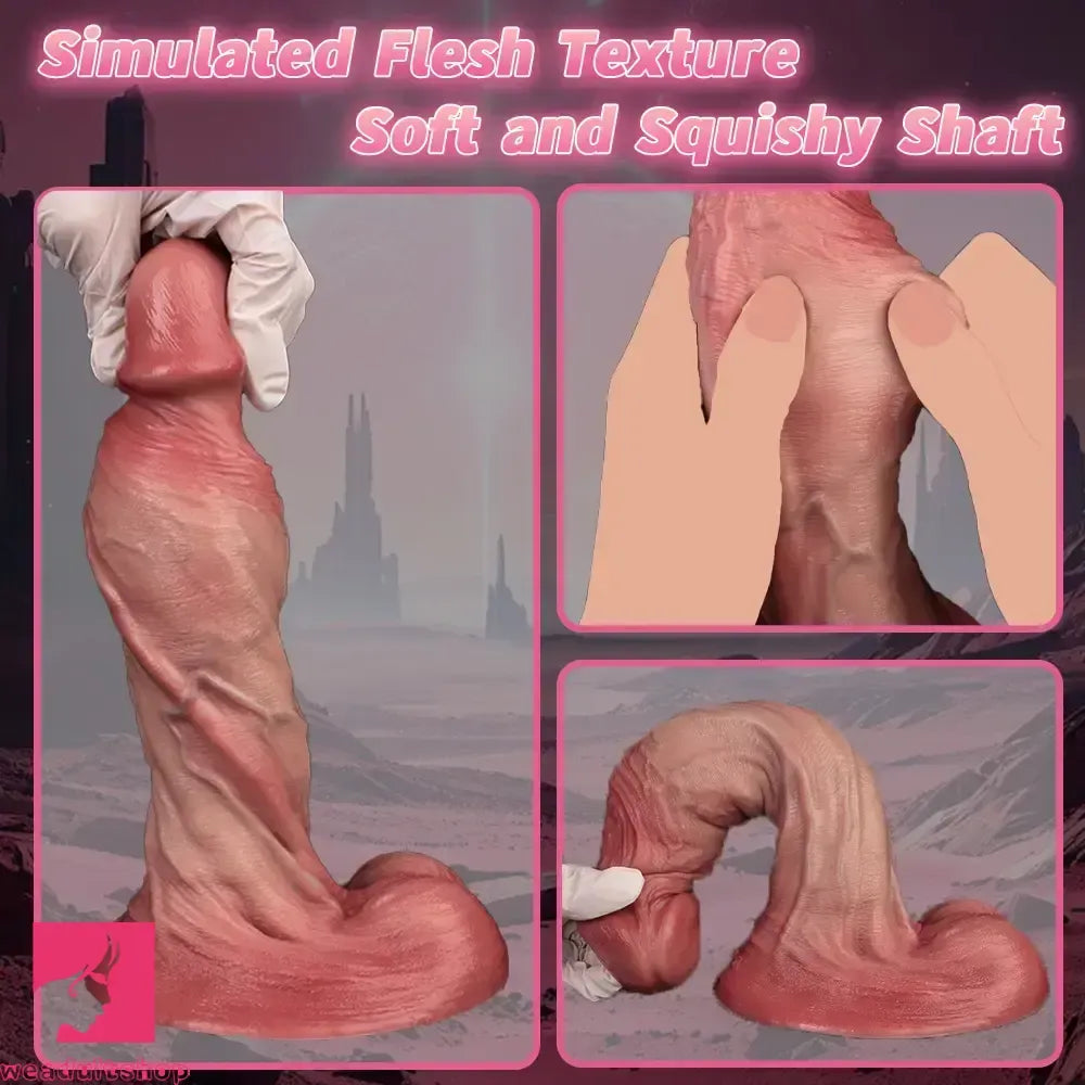 8.86in Double-layer Liquid Silicone Skin-like Soft Dildo Adult Toy Women