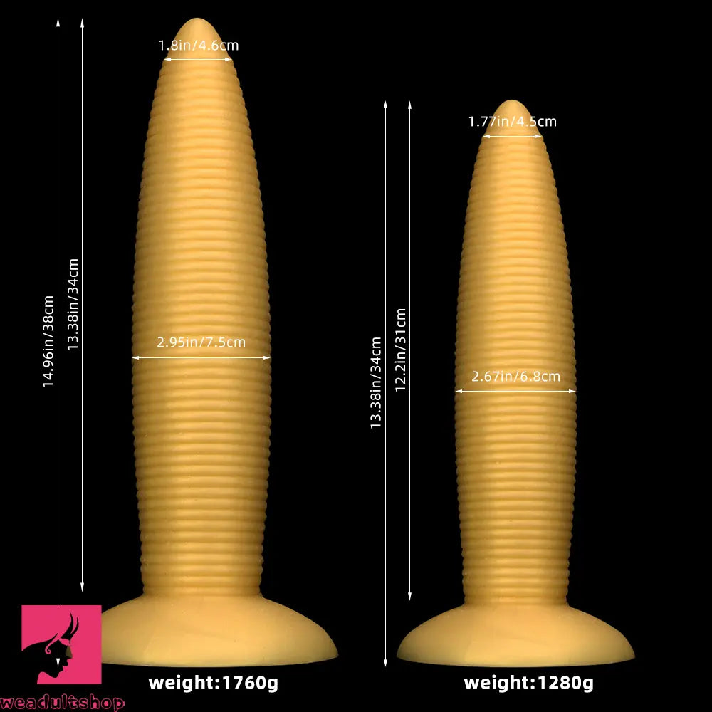 13.38in 14.96in Pointed Large Long Threaded Anal Plug Dildo For Anal Sex