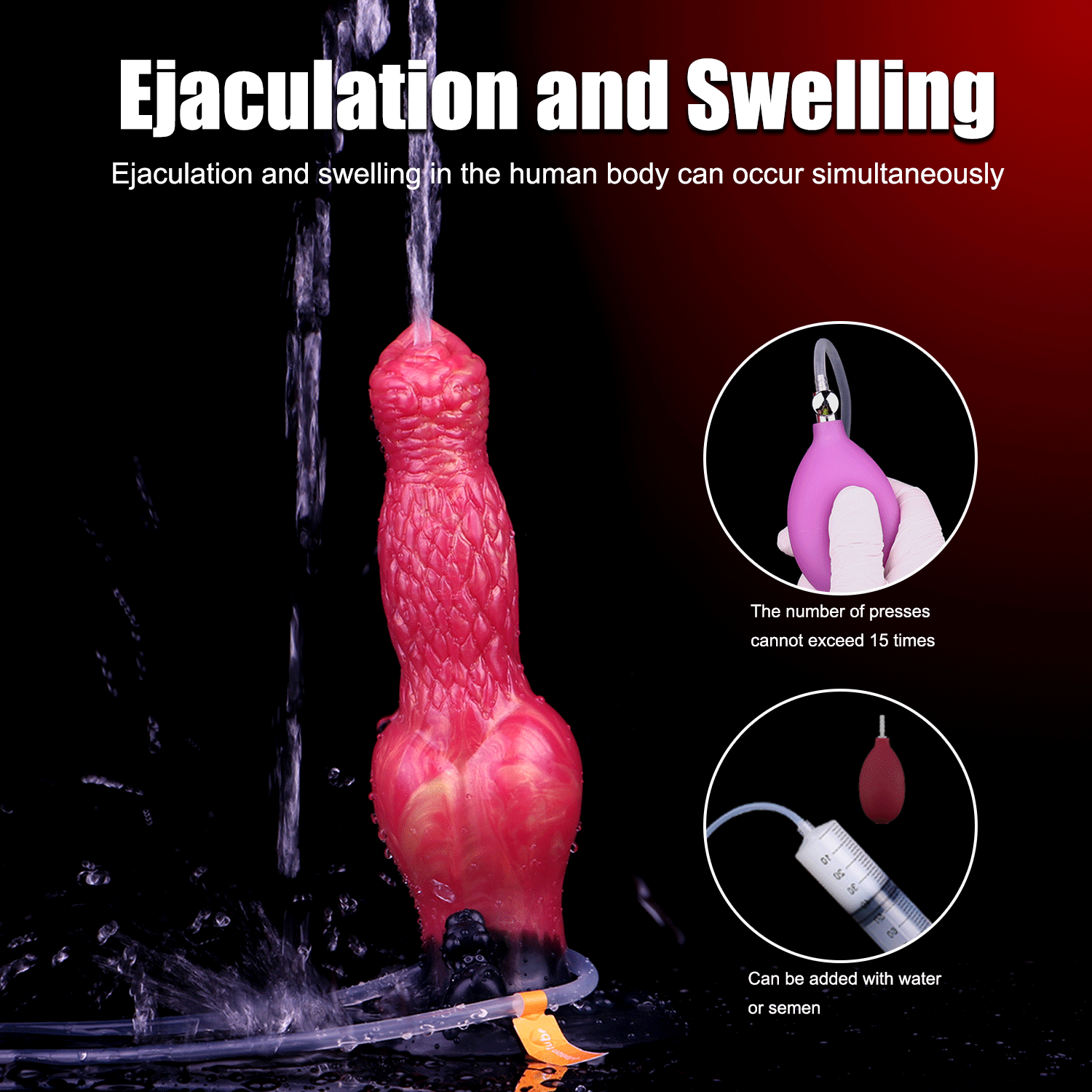 8.54in Fantasy Knotted Silicone Soft Big Dildo Ejaculating Penis Cock Toy