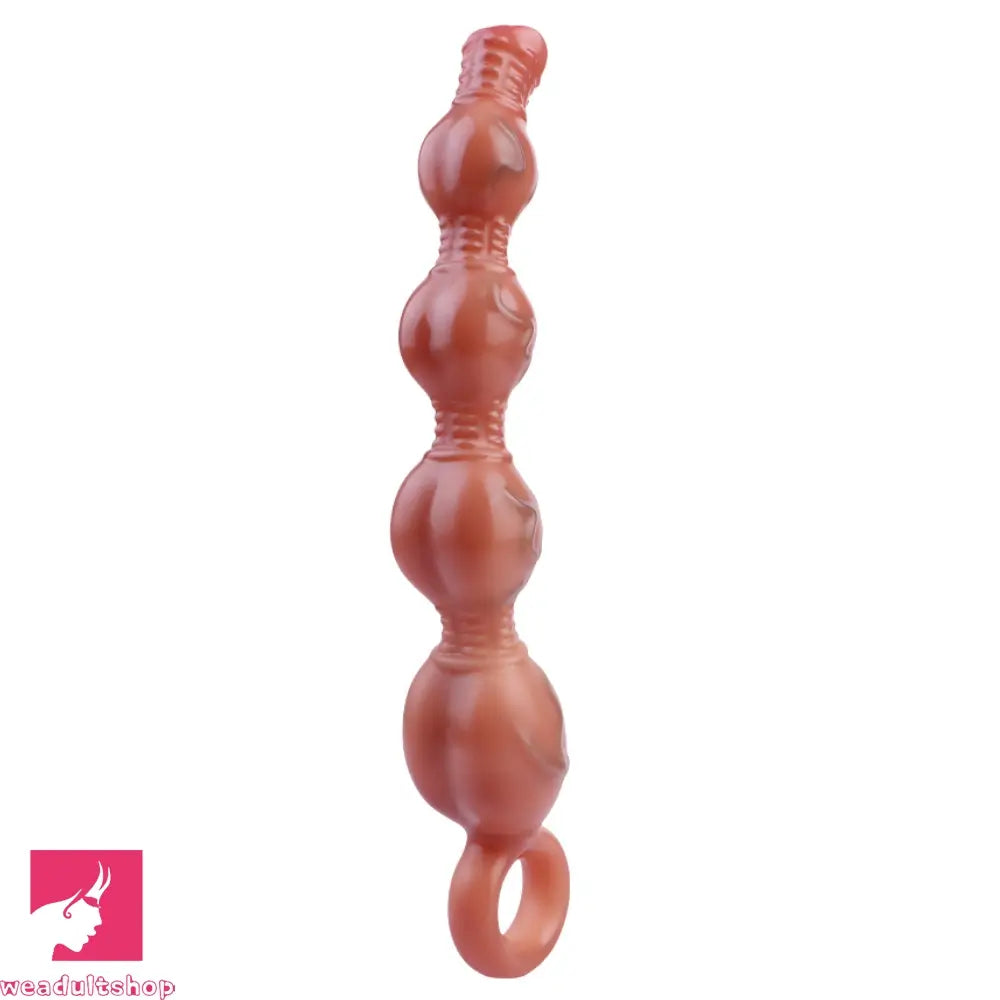 10.5in Big Vibrating Silicone Soft Pulling Beads G Spot Dildo With 3 Motors