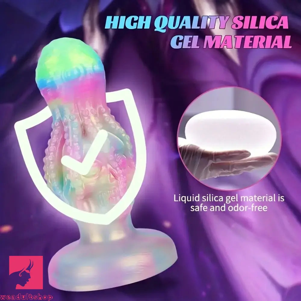 4.8in 5.7in 6.81in 7.87in 8.97in 10.39in Octopus Skull Silicone Luminous Dildo