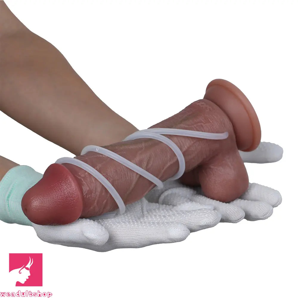 8.5in Dual Layer Silicone Strap on Ejaculating Dildo For Prostate Massage