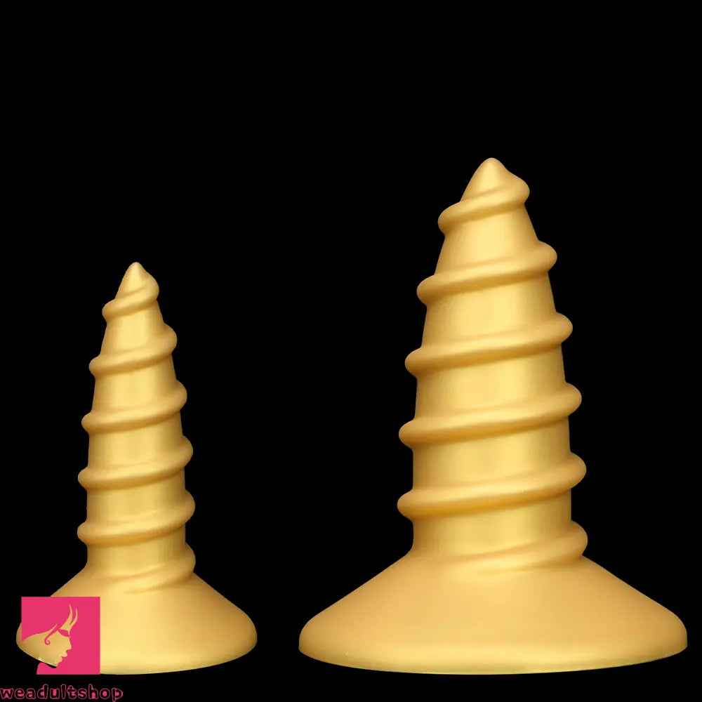 9.05in 11.22in Gold Silicone Screw Giant Cock Anal Plug Thick Fisting Dildo