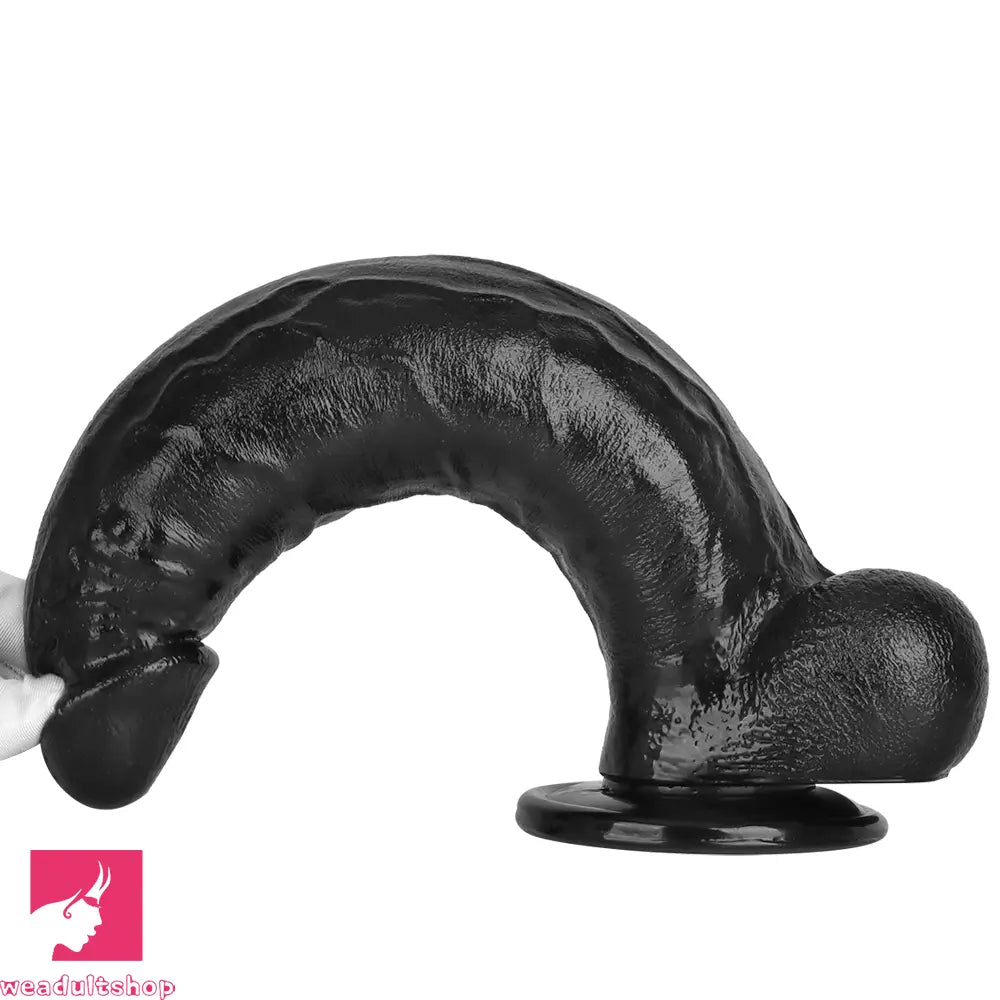 12.2in Big Black PVC Cock Dildo Suction Cup Hand-Free Play Gay Sex Toy