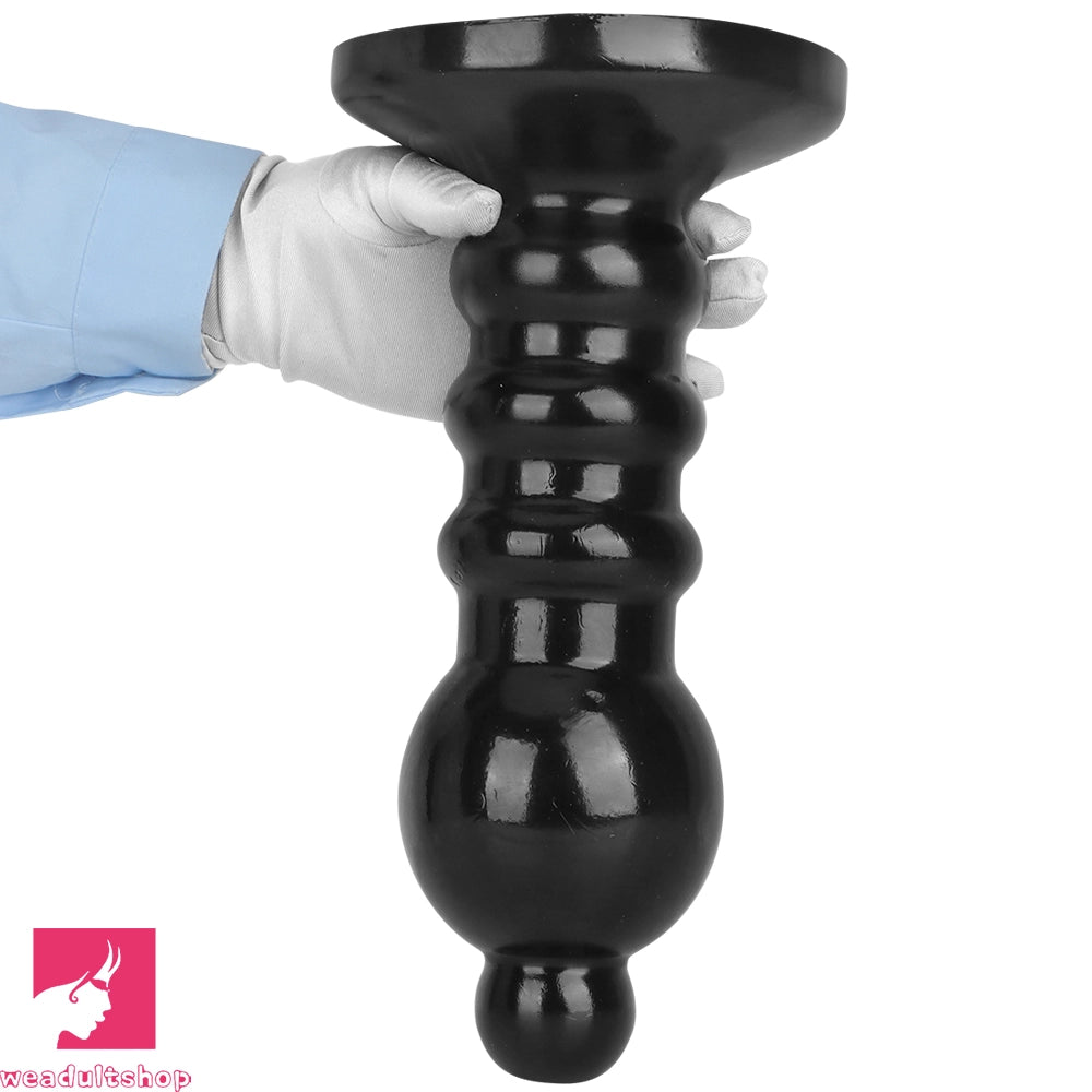 12.6in Black Pull Beads Thick Big Head Penis Anal Plug PVC Cock Dildo