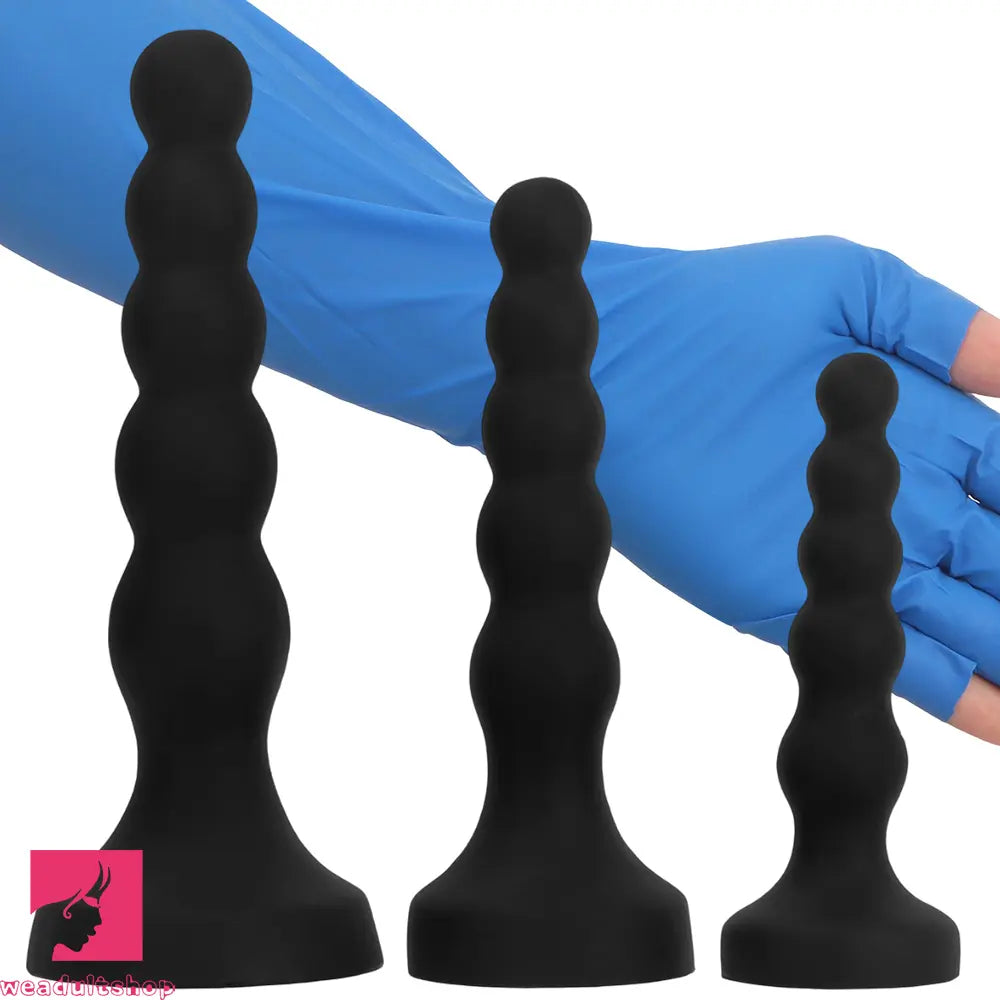 6.69in 8.66in 10.23in Black Silicone Soft Large Anal Plug Cock Dildo