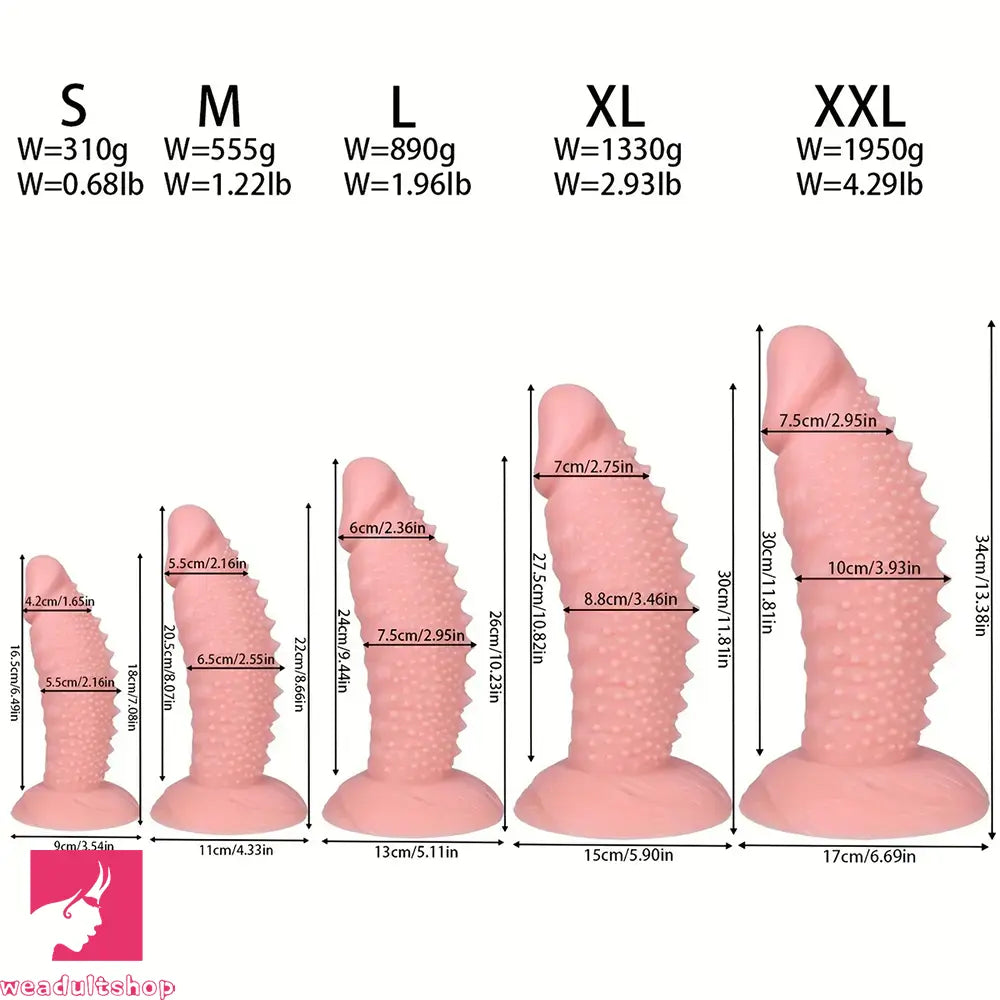 7.08in 8.66in 10.23in 11.81in 13.38in PVC Monster Large Barbed Particles Dildo