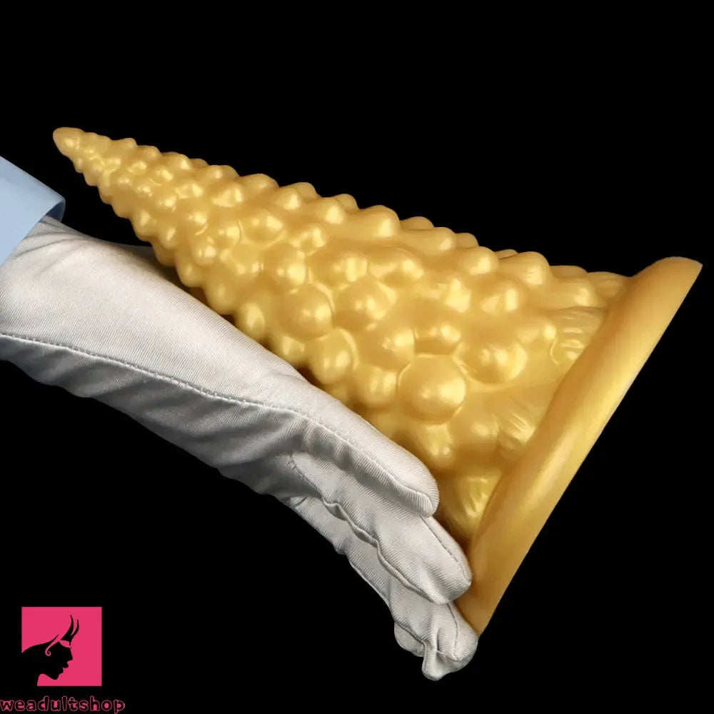 7.87in Golden Silicone Soft Anal Plug Clit Expansion Suction Cup Dildo