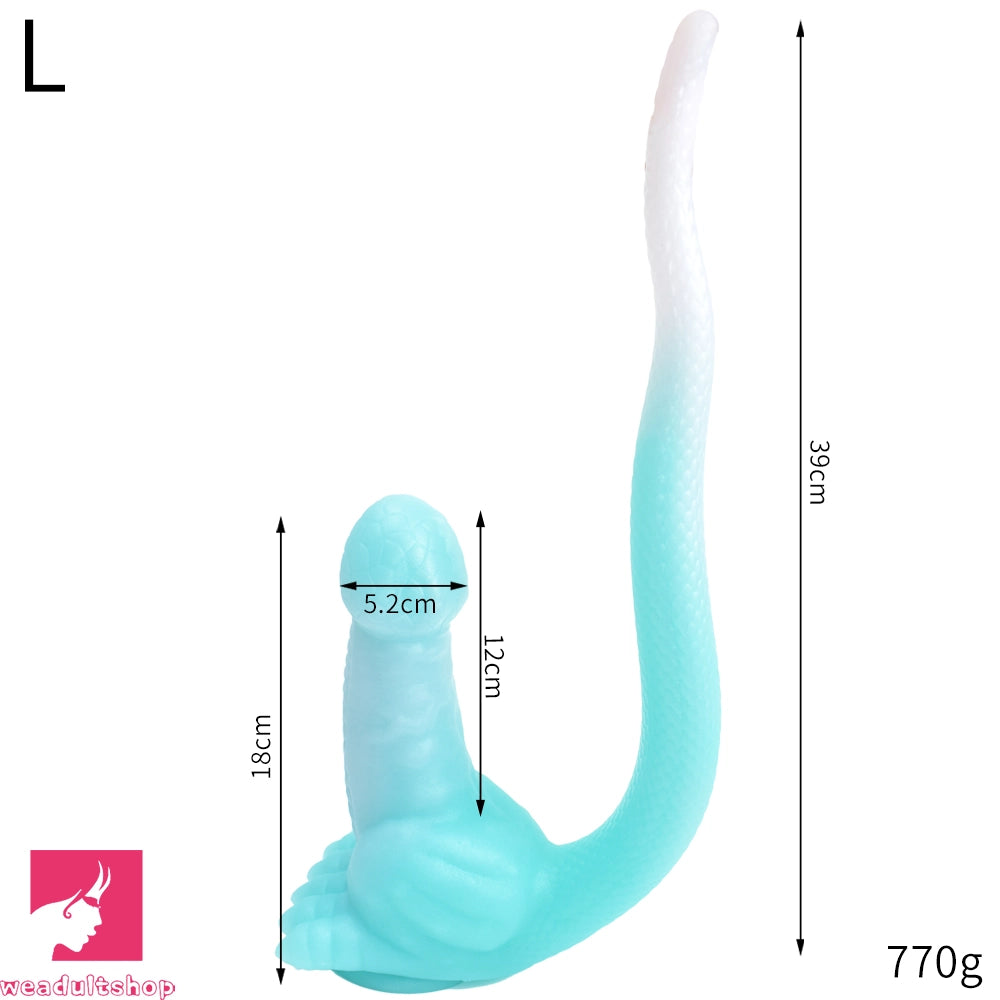 12.8in 15.35in Dinosaur Silicone Soft Big Glowing Penis Dildo For Women