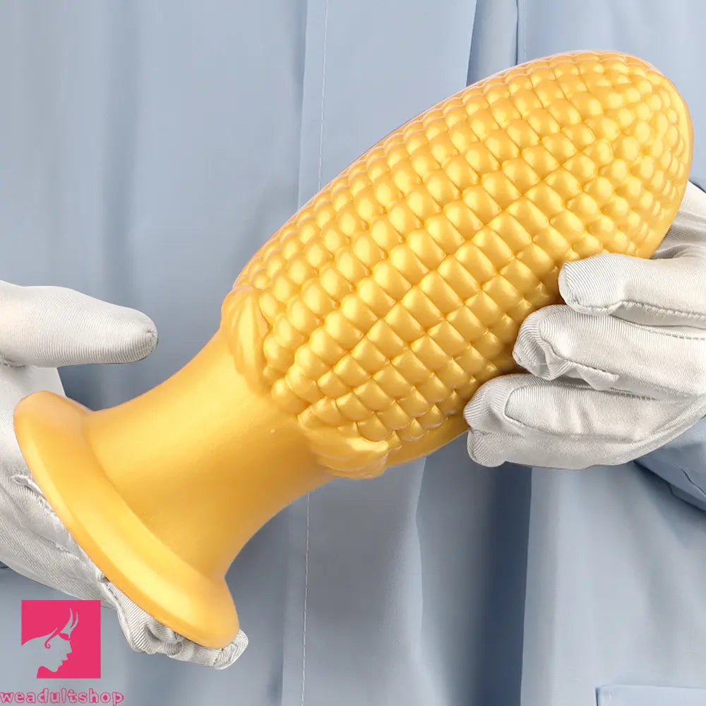 5.9in 6.7in 8.07in Liquid Silicone Thread Granules Soft Corn Gold Cock Dildo