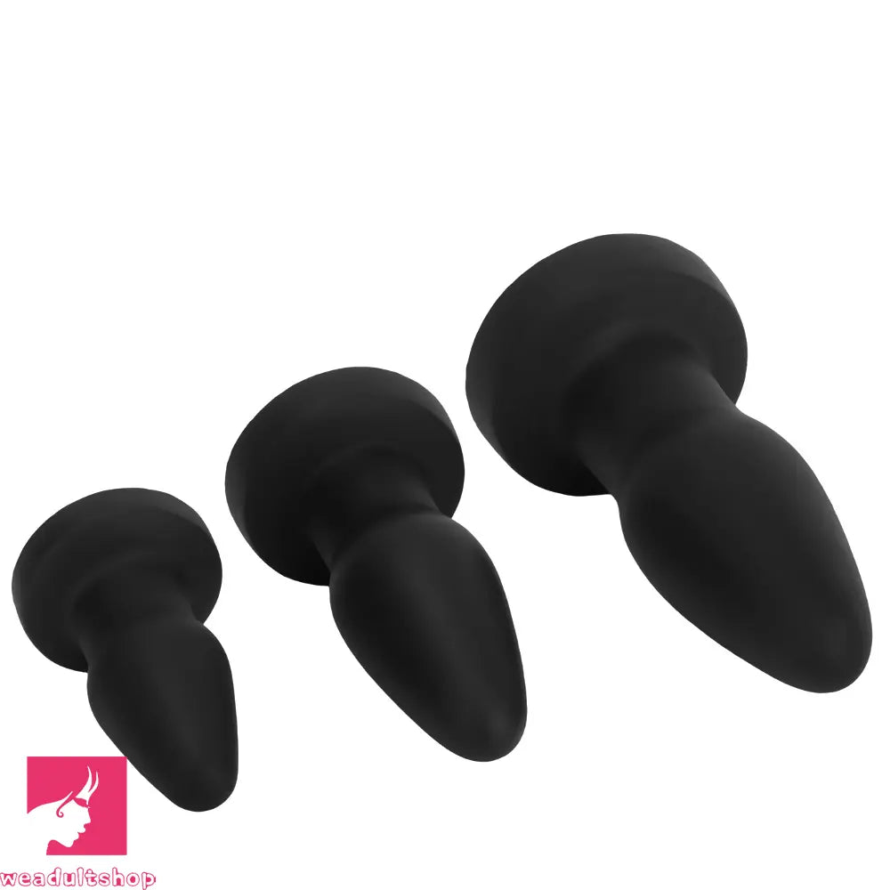 4.72in 6.49in 7.87in Silicone Black Anal Plug Dildo Pleasure Masturbator