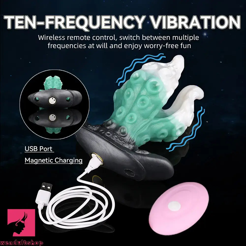 4.25in 5.15in 6.22in Odd Anchor Strap on Vibrating Mouth Gag Tentacle Dildo