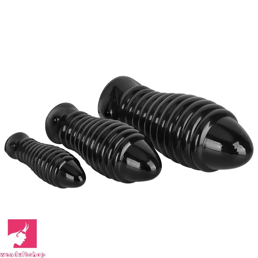 5.11in 7.08in 9.05in Dragon Egg Thread PVC Black Toy Big Butt Plug Dildo