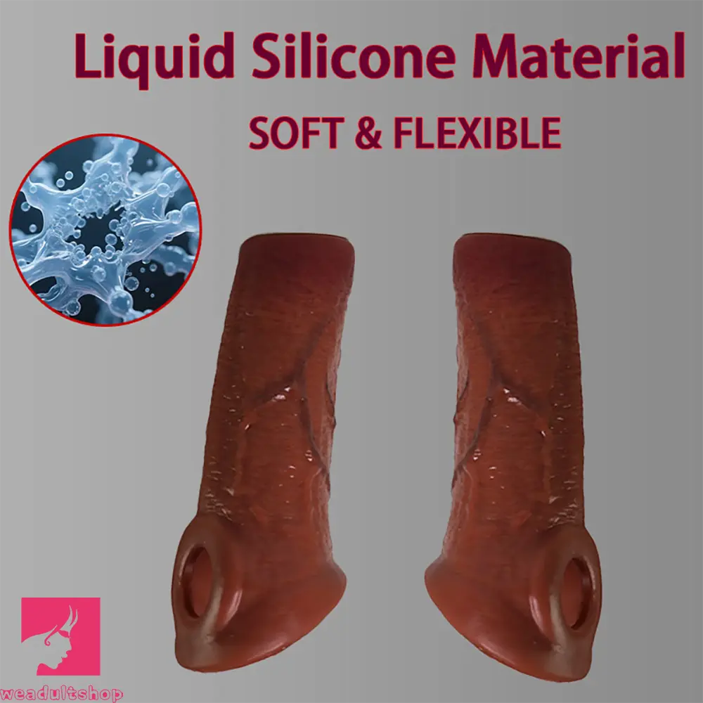 6.3in Round Design Real Veins Silicone Cock Dildo Sleeve For G-Spot Cock