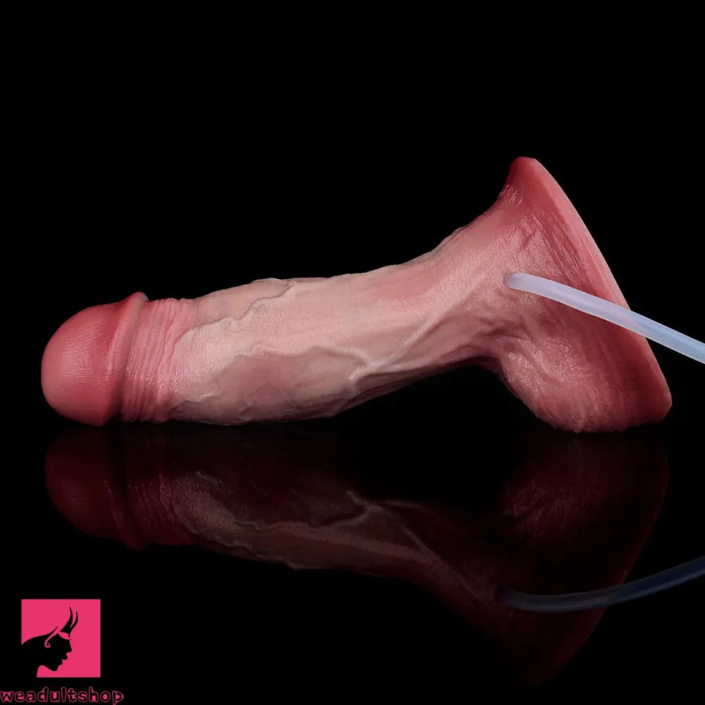 7.05in Inner Hardness Outer Flexible Dual Density Silicone Ejaculating Dildo