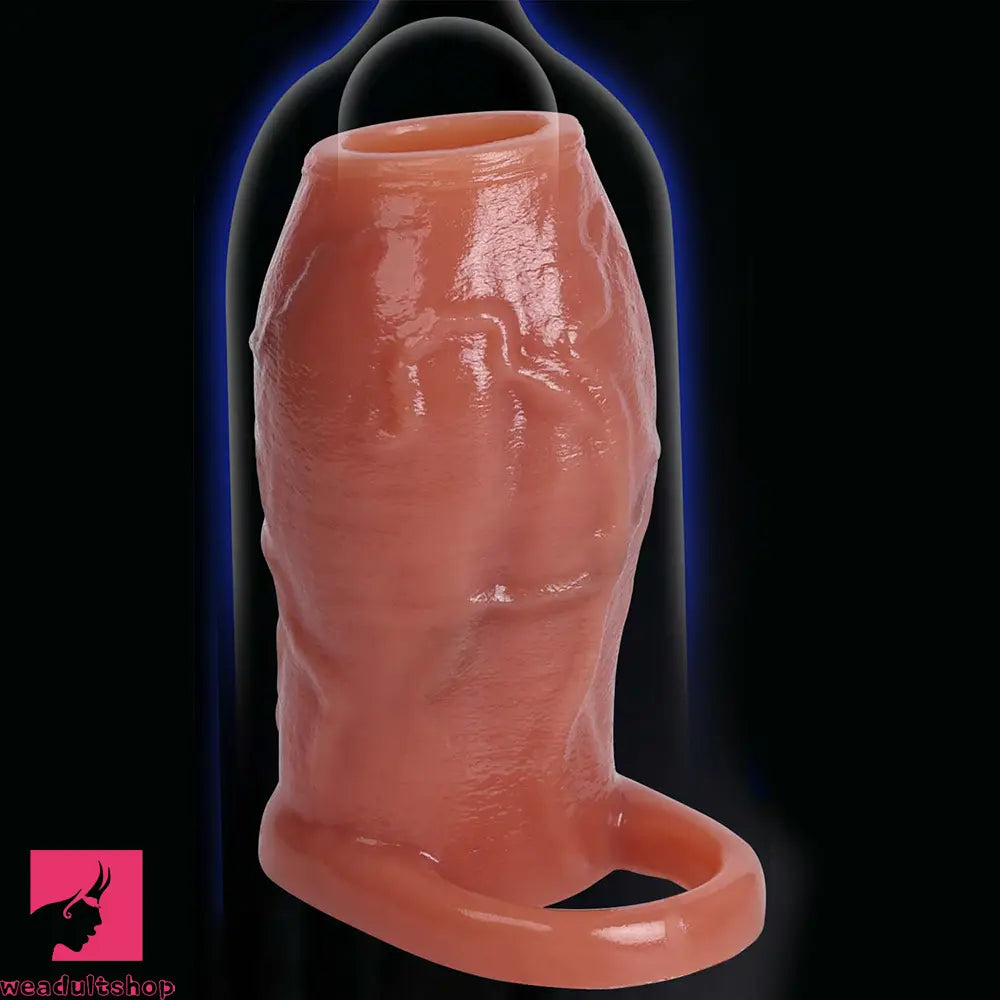 3.15in 3.54in 3.94in Realistic Veins Dildo Sleeve With Cock Ring Hollow Design