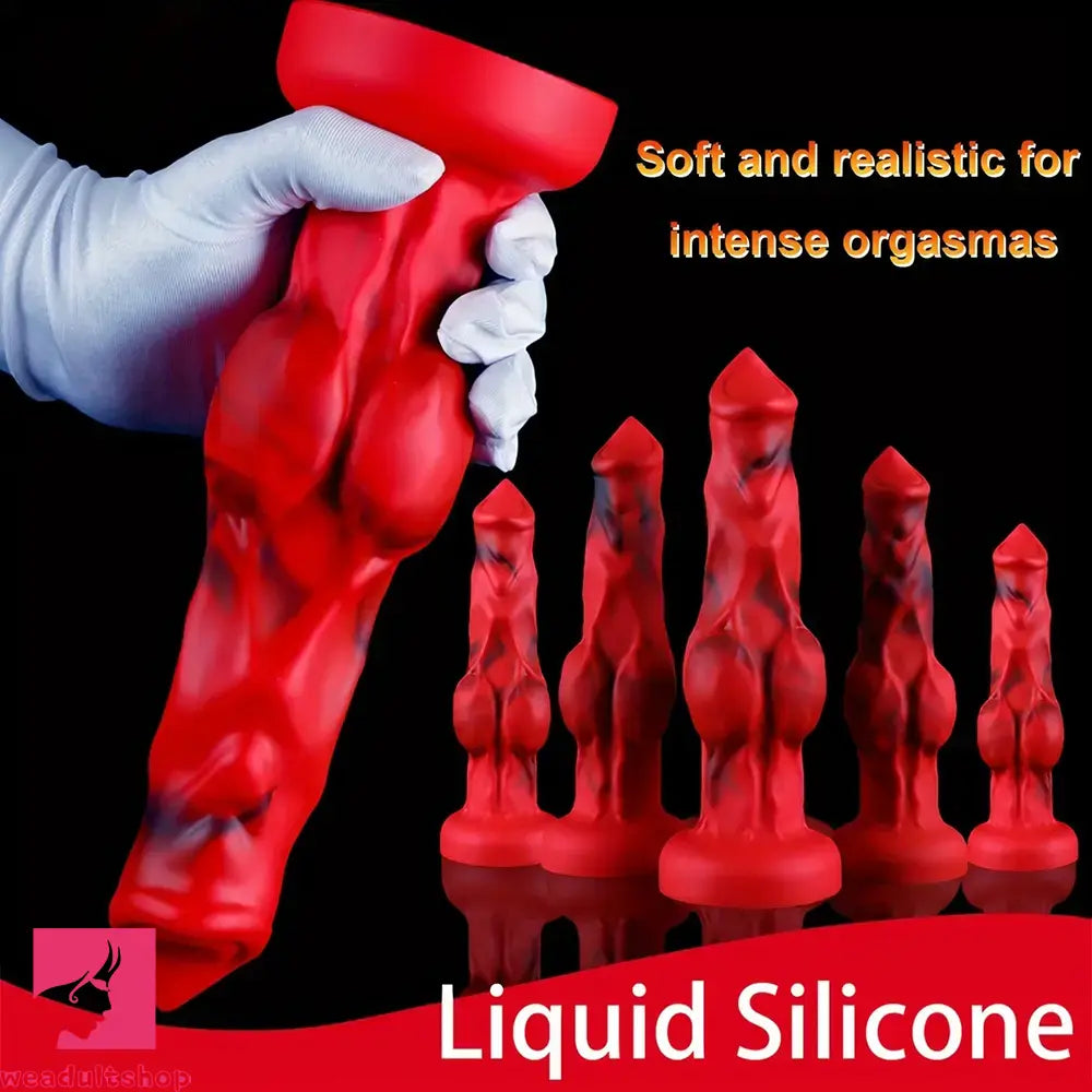 6.65in 7.63in 8.3in 9.25in 10.03in Red Black Odd Monster Dog Knot Dildo