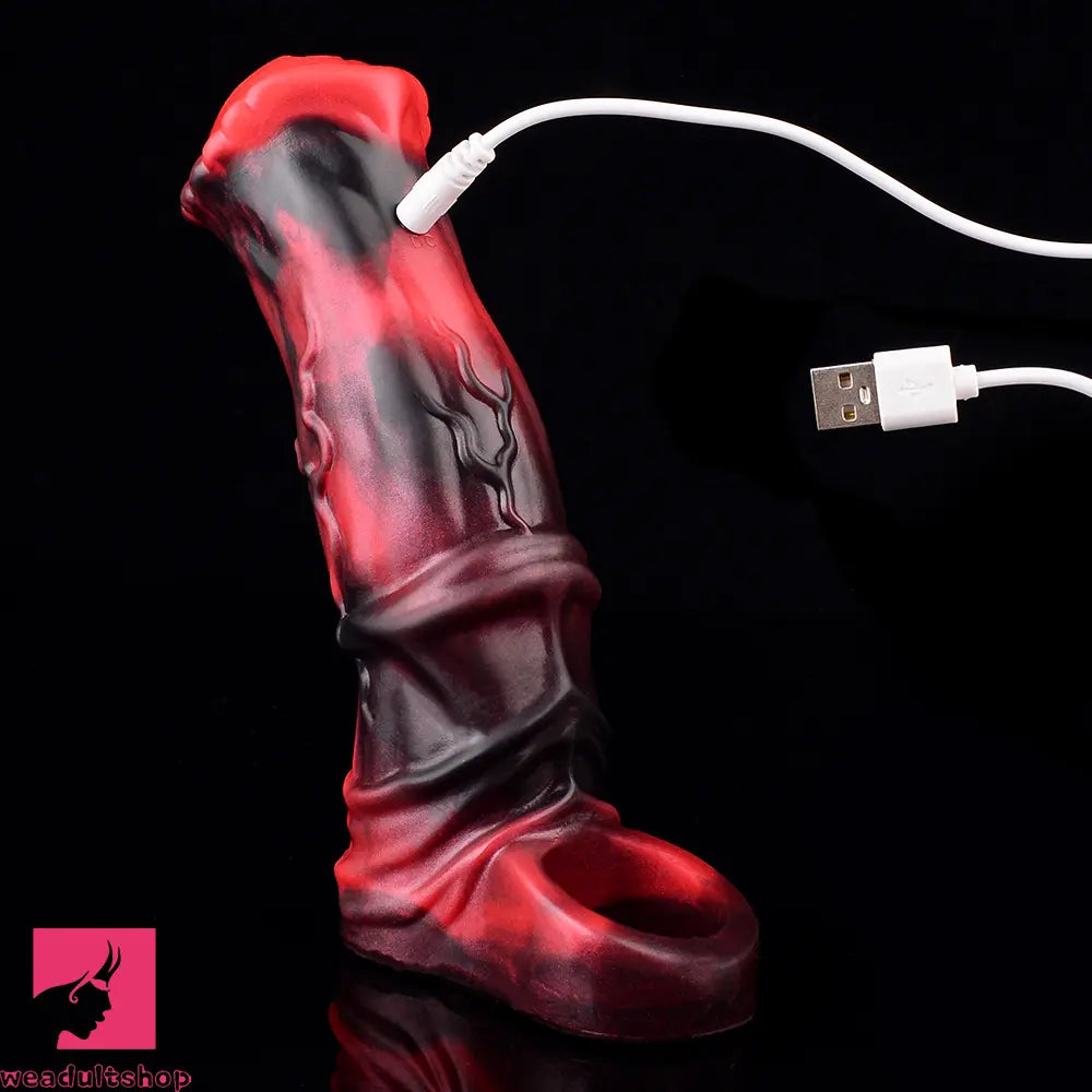 5.58in 7.17in Silicone Horse Penis Sleeve Cock Ring Hollow Vibrating Dildo