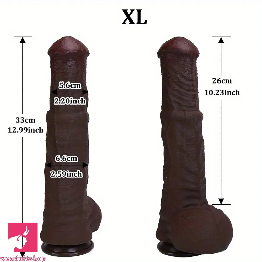 11.61in 12.99in 14.56in Huge Thick Ebony Dildo For Anal Play G-Spot Clit
