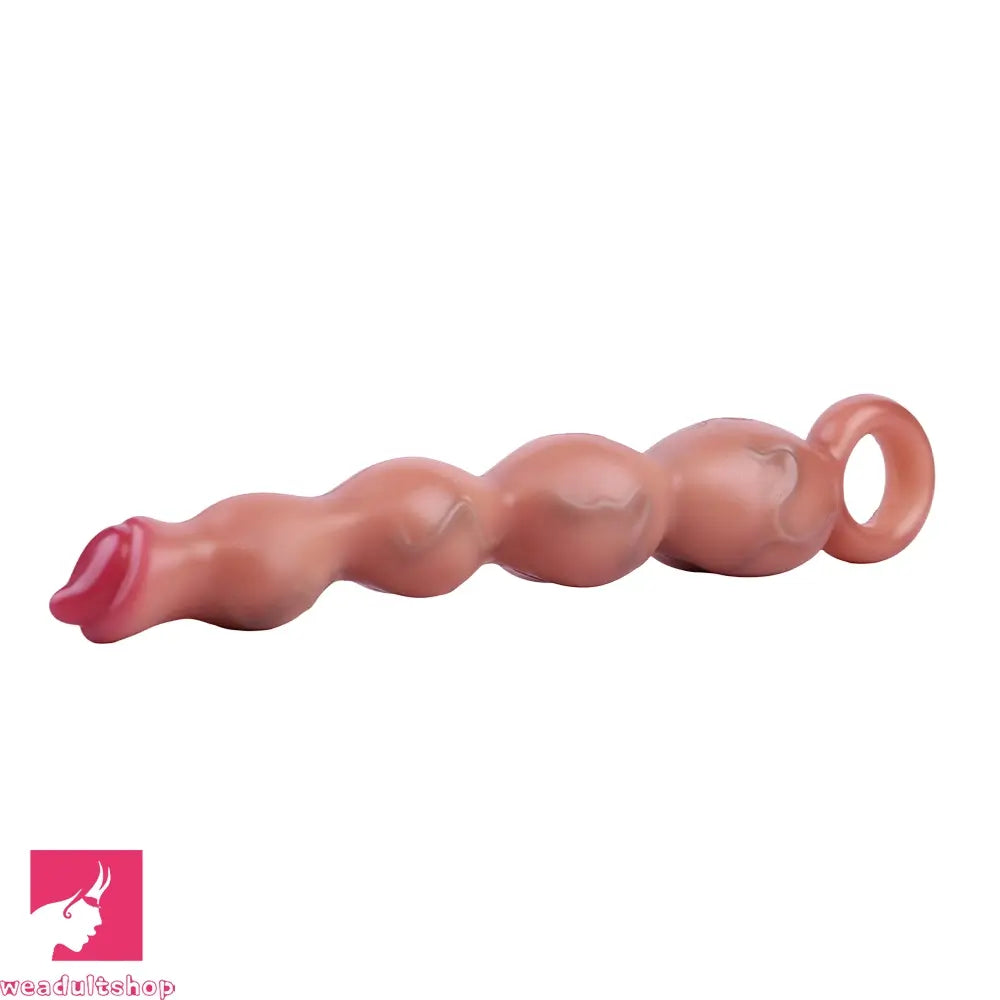 9.8in Big Vibrating Silicone Soft Pulling Beads Cock Dildo With 3 Motors
