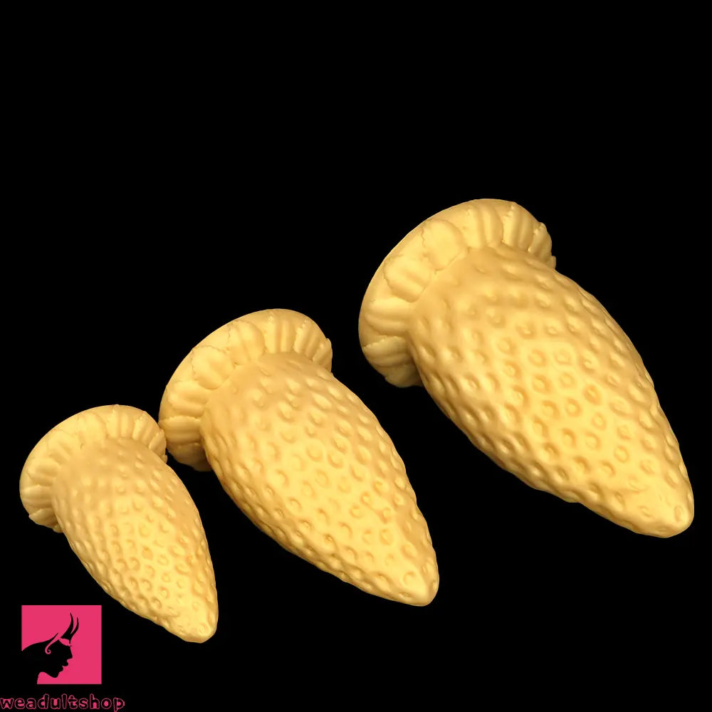 5.9in 8.07in 9.84in Gold Silicone Thick Strawberry Penis Anal Plug Dildo