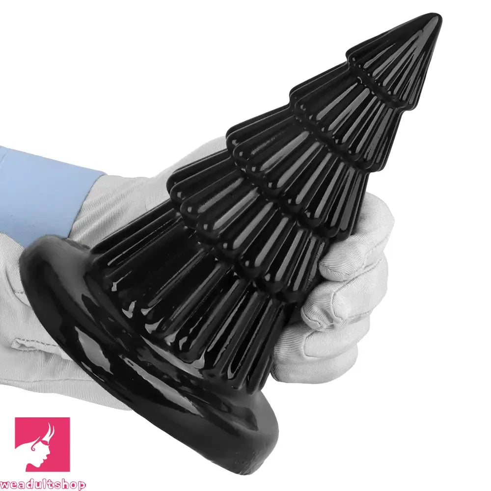 7.67in Christmas Tree PVC Black Extra Butt Plug Cock Dildo With Suction Cup