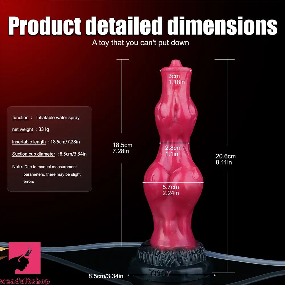 8.11in Dog Knot Silicone Soft Big Ejaculating Dildo G-Spot Stimulato Cock