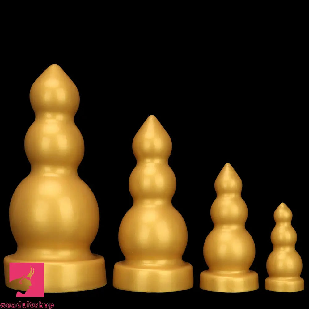 4.13in 5.91in 8.27in 10.63in Golden Soft Gourd-shaped 3-beads Dildo